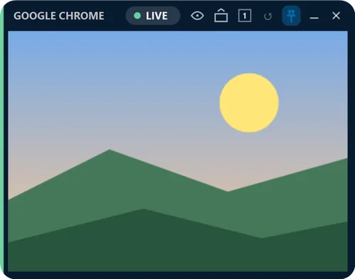 A selected card showing a live part of a browser window, with its Live badge and its buttons.